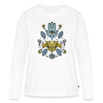 Lotus de Fatima - T-shirt manches longues Premium bio Femme - blanc - Devant - Julia (174cm)