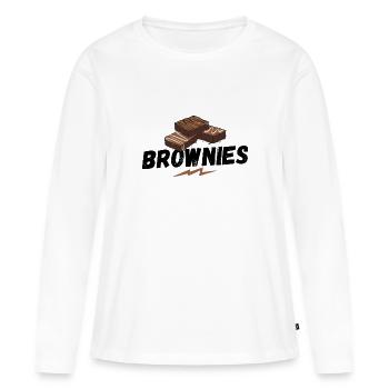 Brownies, Cuisson, Plaque de gâteau, Éventail de brownies - T-shirt manches longues Premium bio Femme - blanc - Devant - Julia (174cm)