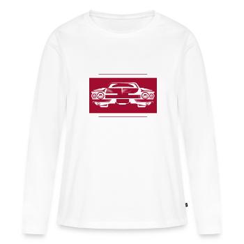 Auto - Cadillac - Oldtimer - Nostalgisch - Frauen Premium Bio Langarmshirt - Weiß - Vorne - Julia (174cm)