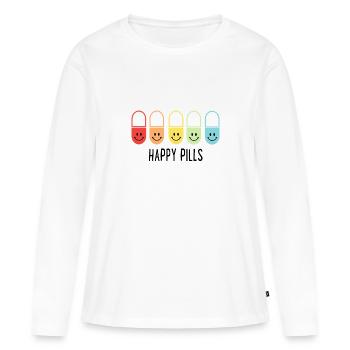Les pilules heureuses - T-shirt manches longues Premium bio Femme - blanc - Devant - Julia (174cm)