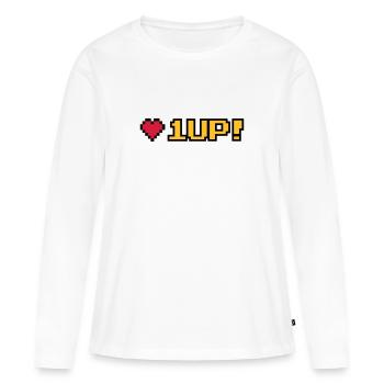 8-Bit 1UP - Frauen Premium Bio Langarmshirt - Weiß - Vorne - Julia (174cm)