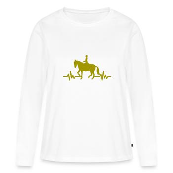Heartbeat - Étalon Cheval Jument Ross Polo - T-shirt manches longues Premium bio Femme - blanc - Devant - Julia (174cm)