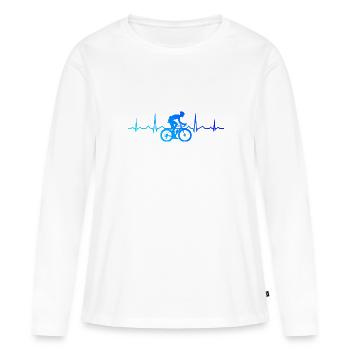 Vélo de route Vélo de route Cyclisme de route Cycliste de route - T-shirt manches longues Premium bio Femme - blanc - Devant - Julia (174cm)