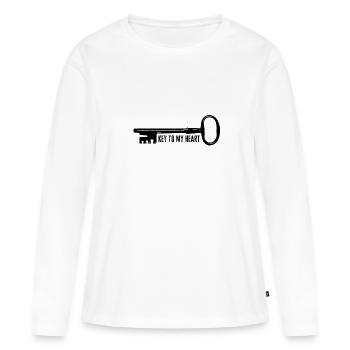 La clé de mon cœur - T-shirt manches longues Premium bio Femme - blanc - Devant - Julia (174cm)