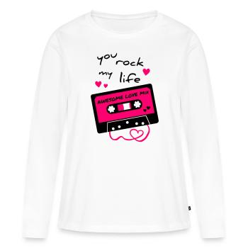 Love Mix Tape - T-shirt manches longues Premium bio Femme - blanc - Devant - Julia (174cm)