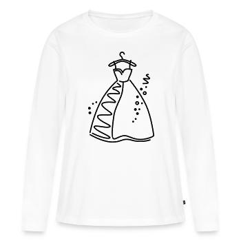 Robe de mariée assortie à l’enterrement de vie de garçon - T-shirt manches longues Premium bio Femme - blanc - Devant - Julia (174cm)