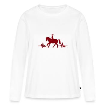 Heartbeat - Étalon Cheval Jument Ross Polo - T-shirt manches longues Premium bio Femme - blanc - Devant - Julia (174cm)