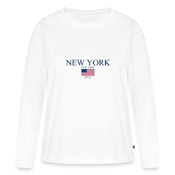 New York - États-Unis - Amérique - NYC - T-shirt manches longues Premium bio Femme - blanc - Devant - Julia (174cm)