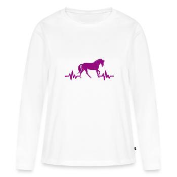 Heartbeat - Étalon Cheval Jument Ross Equestrian - T-shirt manches longues Premium bio Femme - blanc - Devant - Julia (174cm)