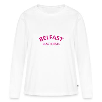 Belfast Beal Feirste North Ireland Northern Ireland - Women's Premium Organic Long Sleeve Shirt - white - Front - Julia (174cm)