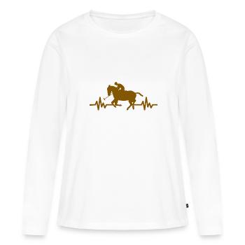 Heartbeat - Étalon Cheval Jument Ross Polo - T-shirt manches longues Premium bio Femme - blanc - Devant - Julia (174cm)