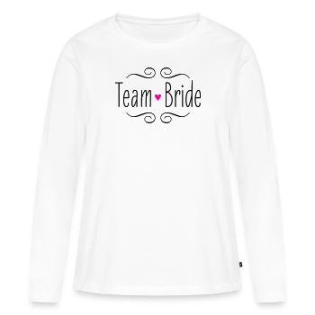 Équipe Mariée Mariée Coeur Rose Mariage Fête De Mariage - T-shirt manches longues Premium bio Femme - blanc - Devant - Julia (174cm)