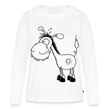 Petit âne drôle - ânes - T-shirt manches longues Premium bio Femme - blanc - Devant - Julia (174cm)