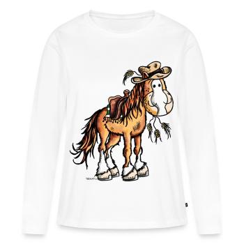 Western Cheval - T-shirt manches longues Premium bio Femme - blanc - Devant - Julia (174cm)