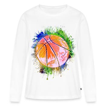 Basketball Rétro - Basketballer Bunt - B-Ball - T-shirt manches longues Premium bio Femme - blanc - Devant - Julia (174cm)