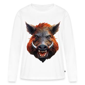 Keiler-Wildschwein - Frauen Premium Bio Langarmshirt - Weiß - Vorne - Julia (174cm)