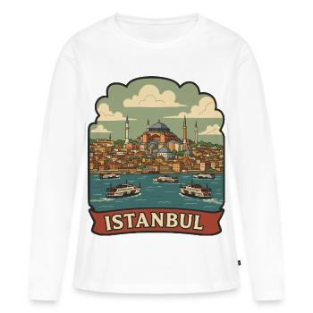 Istanbul Hagia Sophia Vintage-Reiseaufkleber - Frauen Premium Bio Langarmshirt - Weiß - Vorne - Julia (174cm)