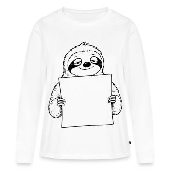 Paresseux avec une note - T-shirt manches longues Premium bio Femme - blanc - Devant - Julia (174cm)