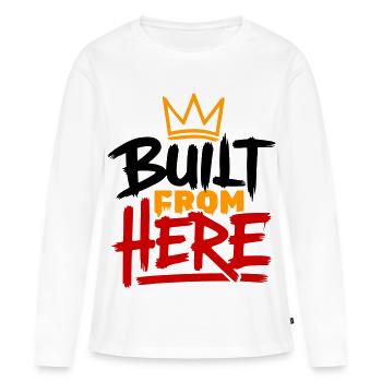 Construction From Here : Expression de fierté et d’authenticité - T-shirt manches longues Premium bio Femme - blanc - Devant - Julia (174cm)