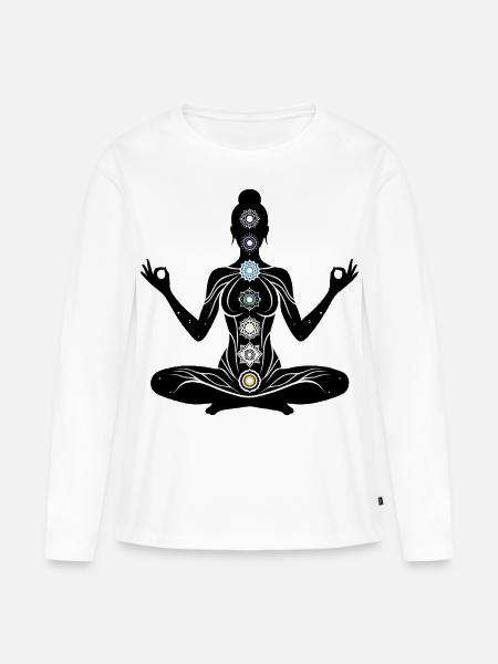 Yoga - Frauen Premium Bio Langarmshirt - Weiß