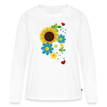 Blumen - Frauen Premium Bio Langarmshirt - Weiß - Vorne - Julia (174cm)