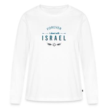 Forever I stand with Israel - gradient blue - T-shirt manches longues Premium bio Femme - blanc - Devant - Julia (174cm)