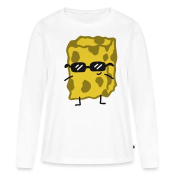 Éponge ménage Drôle - T-shirt manches longues Premium bio Femme - blanc - Devant - Julia (174cm)