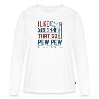 Arme De Tir Pistolet Armes Fusil Revolver - T-shirt manches longues Premium bio Femme - blanc - Devant - Julia (174cm)
