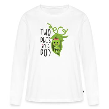 Two Peas in a Pod Valentinstag Verliebt Erbse - Frauen Premium Bio Langarmshirt - Weiß - Vorne - Julia (174cm)