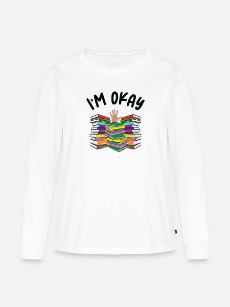 Bücherwurm Lesen Literatur Bücherei Buch - Frauen Premium Bio Langarmshirt - Weiß