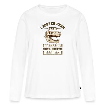 Fossiles Chasseurs Dinosaures Paléontologue Fossiles - T-shirt manches longues Premium bio Femme - blanc - Devant - Julia (174cm)