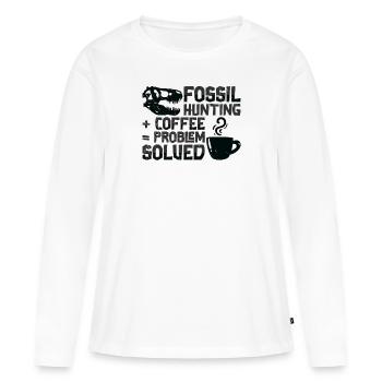 Fossiles Café Chasseur de fossiles Paléontologue - T-shirt manches longues Premium bio Femme - blanc - Devant - Julia (174cm)
