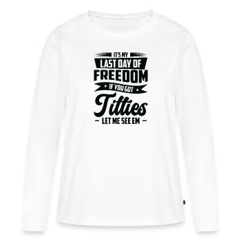 Célibataire Drinking Freedom Titties - T-shirt manches longues Premium bio Femme - blanc - Devant - Julia (174cm)