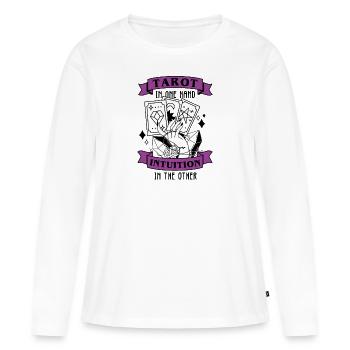 Divination Intuition Tarot Cartes Voyance - T-shirt manches longues Premium bio Femme - blanc - Devant - Julia (174cm)