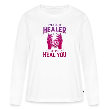 Médecine Reiki Guérisseur Énergie Positive - T-shirt manches longues Premium bio Femme - blanc - Devant - Julia (174cm)