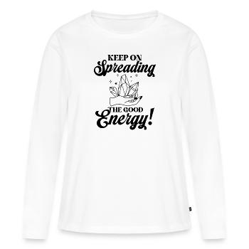 Médecine énergétique Guérisseur de cristaux d’énergie positive - T-shirt manches longues Premium bio Femme - blanc - Devant - Julia (174cm)