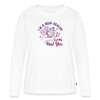 Médecine Reiki Guérisseur Énergie Positive - T-shirt manches longues Premium bio Femme - blanc - Devant - Julia (174cm)