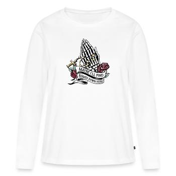 Roméo Gothic Bones Squelette Roses Mort Tombe - T-shirt manches longues Premium bio Femme - blanc - Devant - Julia (174cm)