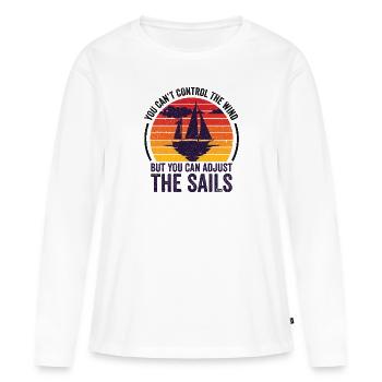 Bateau Voilier Voilier Bateau de sport Bateau à moteur - T-shirt manches longues Premium bio Femme - blanc - Devant - Julia (174cm)