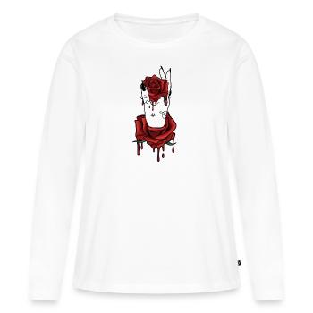 Esthétique Dark Pattern Main Saignement Tenant Rose - T-shirt manches longues Premium bio Femme - blanc - Devant - Julia (174cm)