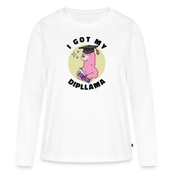 Diplôme J’ai mon Dipllama - T-shirt manches longues Premium bio Femme - blanc - Devant - Julia (174cm)