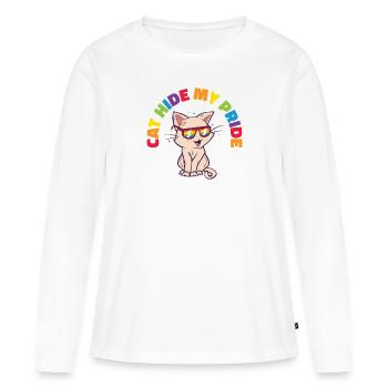 Cat Hide My Pride Chats LGBT et - T-shirt manches longues Premium bio Femme - blanc - Devant - Julia (174cm)