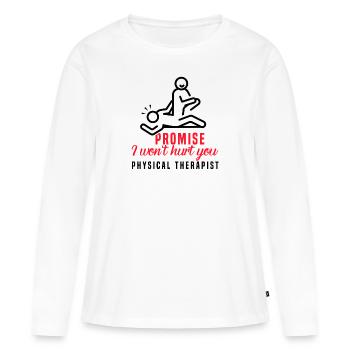 Physiothérapeute Drôle de promesse que je - T-shirt manches longues Premium bio Femme - blanc - Devant - Julia (174cm)