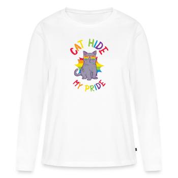 Cat Hide My Pride Chats LGBT et - T-shirt manches longues Premium bio Femme - blanc - Devant - Julia (174cm)
