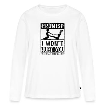 Physiothérapeute Drôle de promesse que je - T-shirt manches longues Premium bio Femme - blanc - Devant - Julia (174cm)