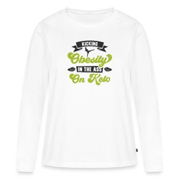 Régime céto Régime cétogène - T-shirt manches longues Premium bio Femme - blanc - Devant - Julia (174cm)