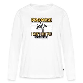 Physiothérapeute Drôle de promesse que je - T-shirt manches longues Premium bio Femme - blanc - Devant - Julia (174cm)
