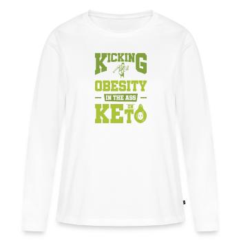 Régime céto Régime cétogène - T-shirt manches longues Premium bio Femme - blanc - Devant - Julia (174cm)