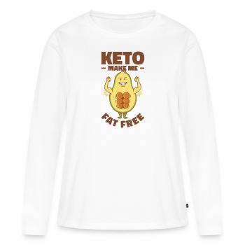 Régime céto diététicien Régime cétogène - T-shirt manches longues Premium bio Femme - blanc - Devant - Julia (174cm)