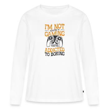 Addiction au jeu Gamers Fin de jeu Jeux vidéo - T-shirt manches longues Premium bio Femme - blanc - Devant - Julia (174cm)